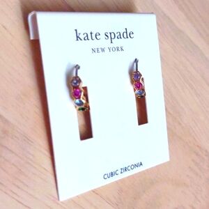 Kate Spade New York Cubic Zirconia Rainbow Colorful Crystal Click Loop Earrings